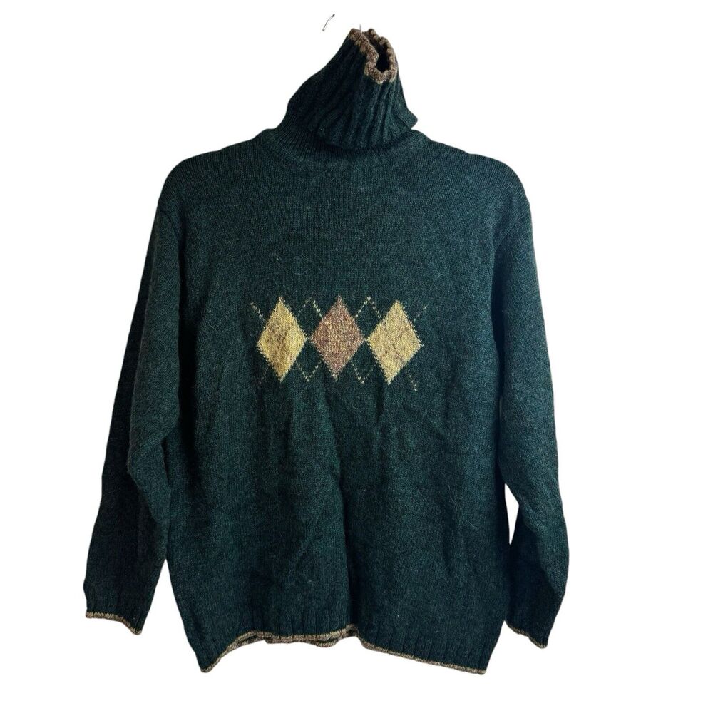 Vintage Woolrich Sweater Women’s Med Wool Knit 90s Turtleneck Aztec Western